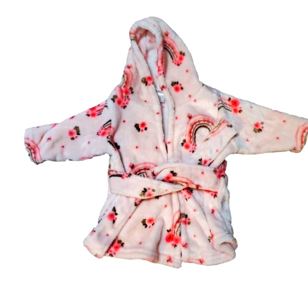 𝅺Infant Girl SOFT fleece baby Floral and Rainbows robe 0-9 months